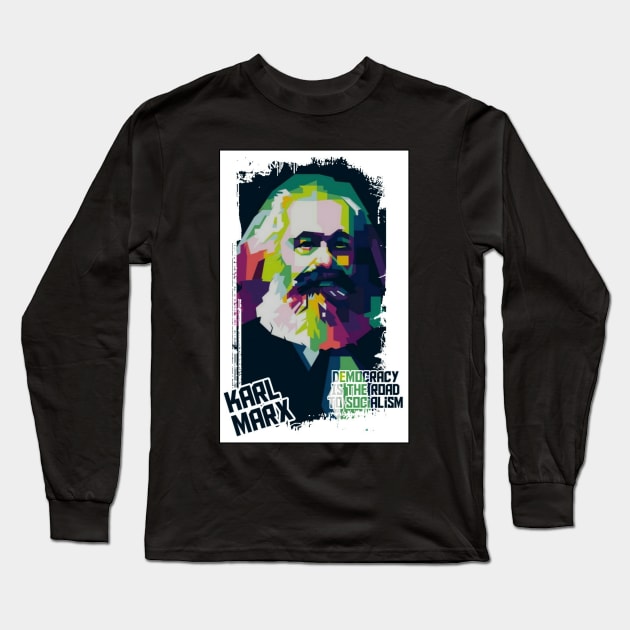 Karl Marx Popart Long Sleeve T-Shirt by WPAP46